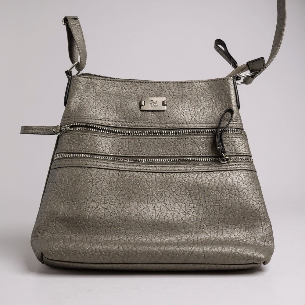 Style Co. Gray Silver Purse Hand Bag Clutch Crossbody